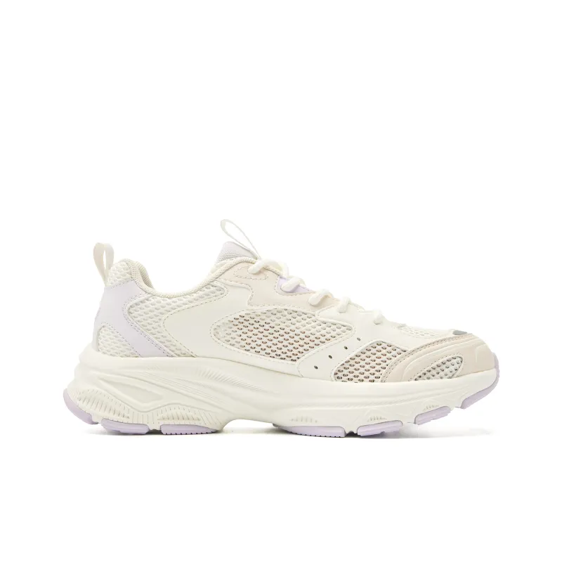 QIAODAN Wear Resistant Breathable Slip Resistant Low Top Casual Shoes Women's Beige Purple-1