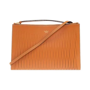 MCM Aren Nappa Leather Clutch Medium Size Women's Brown