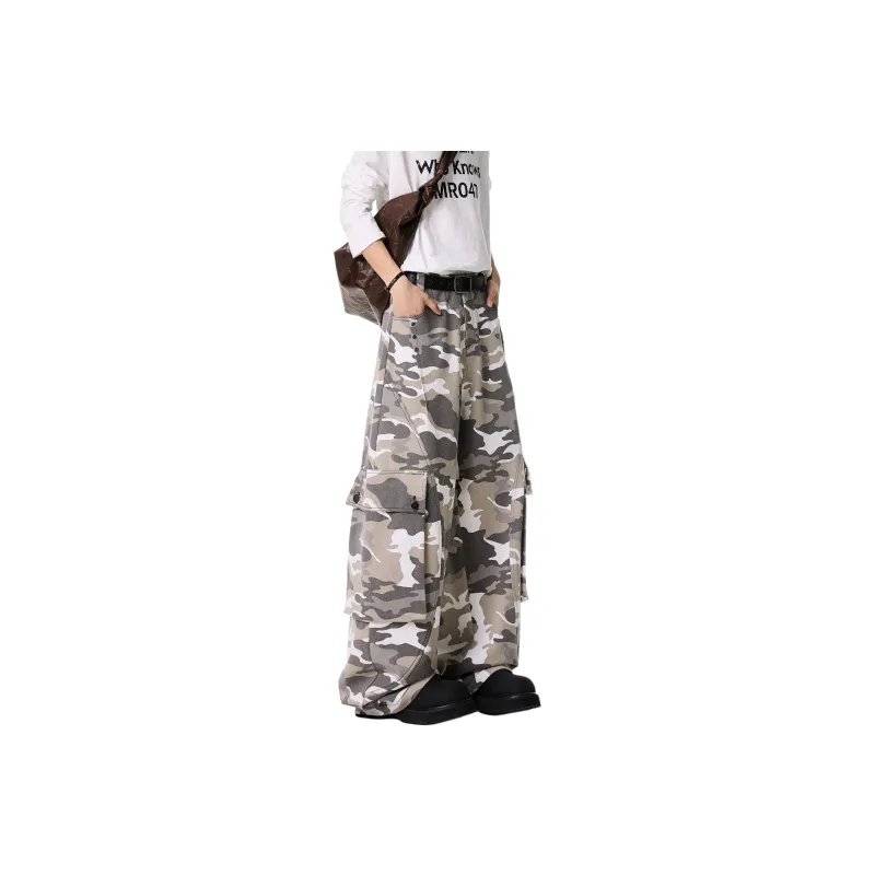 Struggle Vintage95 Casual Pants Unisex White Gray Camouflage-3