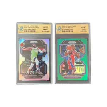 PANINI 2021 22 Card Pass Prizm Timberwolves Lakers Anthony Towns Silver Fold Howard Green Fold RPA Graded Cards 2 Pcs