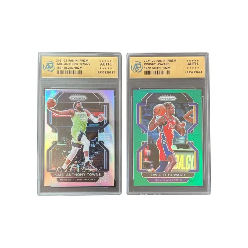 PANINI 2021 22 Card Pass Prizm Timberwolves Lakers Anthony Towns Silver Fold Howard Green Fold RPA Graded Cards 2 Pcs