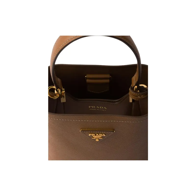 PRADA Saffiano Calfskin Bucket Bags Shoulder Bag Crossbody Bag Handbag Mini Women's Caramel-3