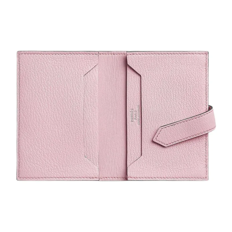 HERMES Bearn Mysore Goat Skin Card Holder Regular Women's Pink-1