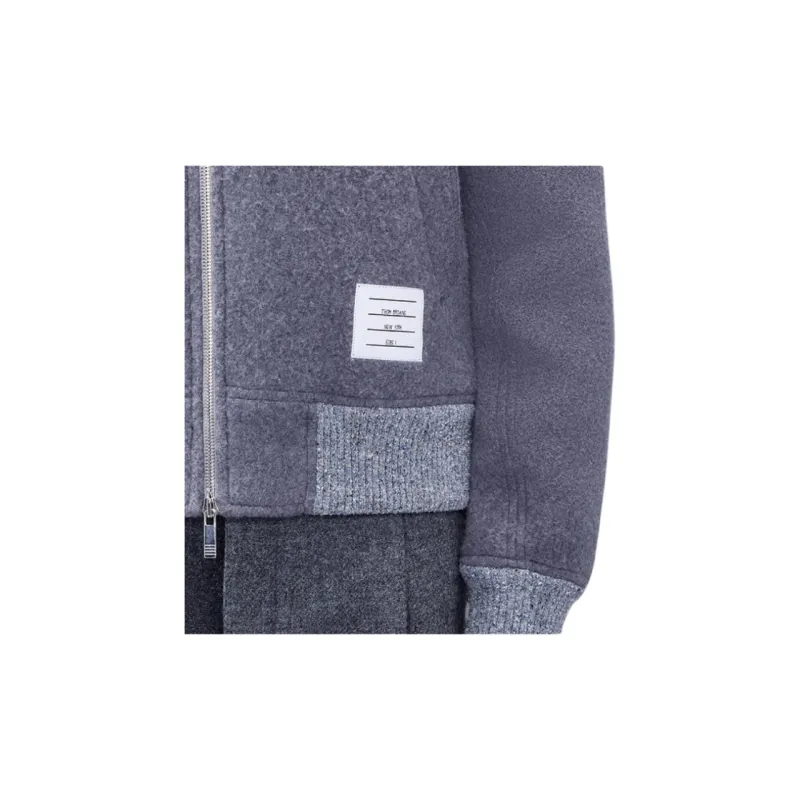 THOM BROWNE Logo Patch Zipped Bomber Jacket-3