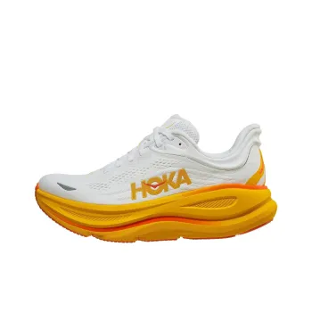 HOKA ONE ONE Bondi 9 Anti Slip Wear Resistant Low Top Running Shoes Women's White Orange