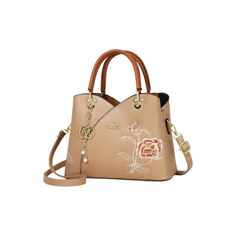 Weymond Leather Handbag Regular Women's Ecru/Blue/Khaki-4