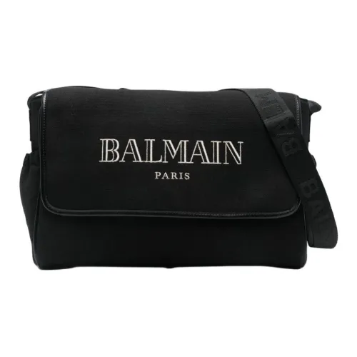 BALMAIN Logo Embroidered Foldover Top Changing Bag