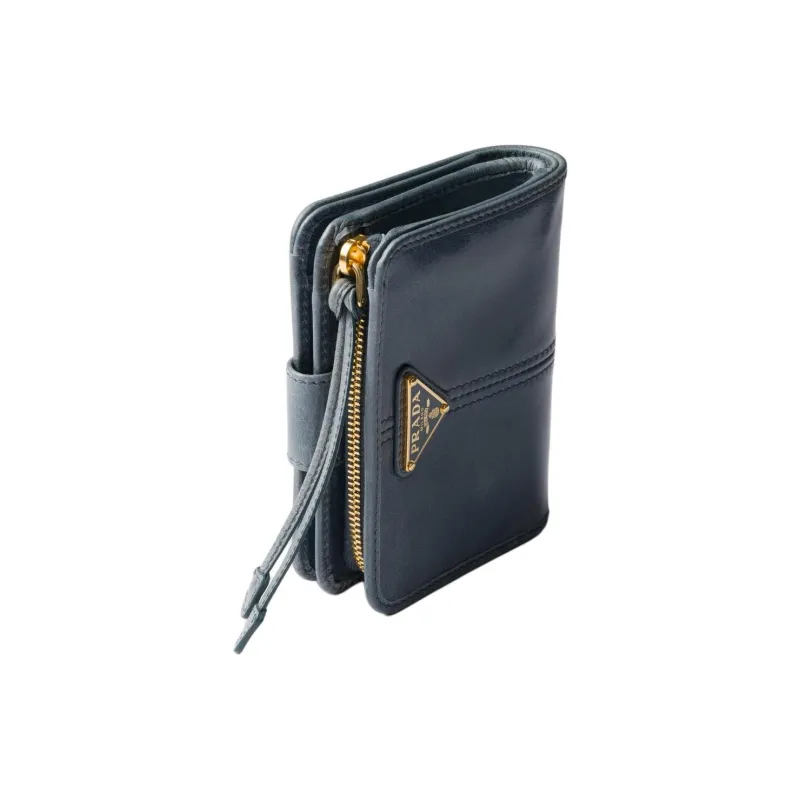 PRADA Calfskin Wallet Trumpets Women's Haze Blue-3