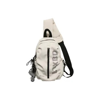 GOBLIN SHARKS 1759 Nylon Shoulder Bag Crossbody Bag Backpack Sling Bag Unisex White/Black