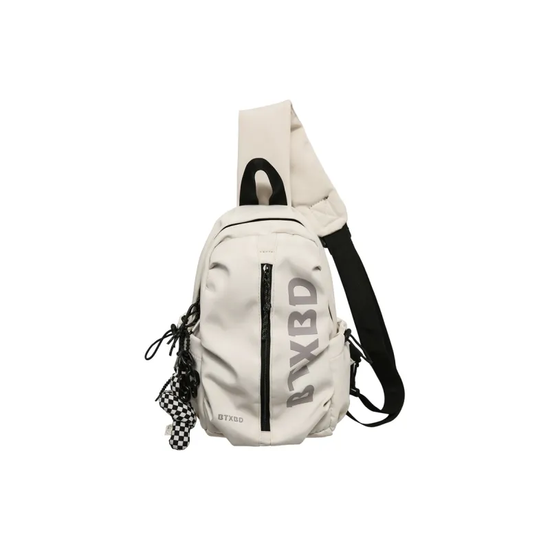 GOBLIN SHARKS 1759 Nylon Shoulder Bag Crossbody Bag Backpack Sling Bag Unisex White/Black-0