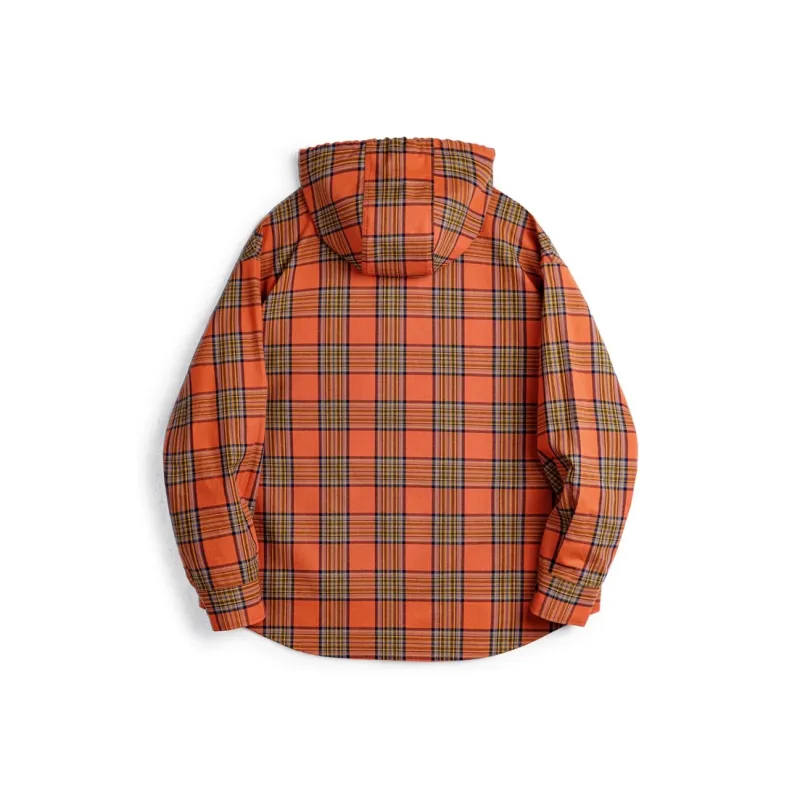 MADEN Shirt Men's Orange Red Plaid-1