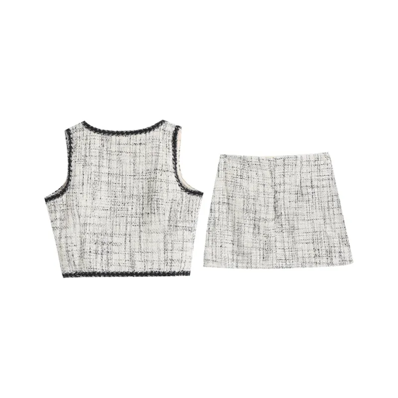 Manekniv Skirt Set Women's Black White Plaid-1