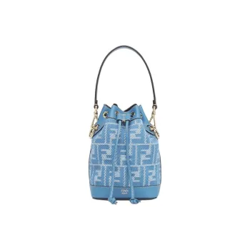 FENDI Mon Tresor Cotton Bucket Bags Shoulder Bag Crossbody Bag Handbag Mini Women's Blue