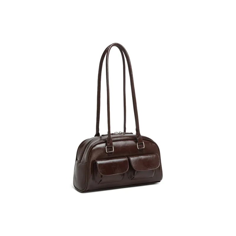 SEPTWOLVES PU Shoulder Bag Large Size Women's Black/White/Brown/Blue/Burgundy-9