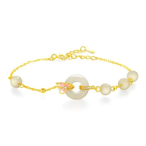 HAPPY BEAN Hetian Jade Bracelets Pale Greenish White Jade Women's