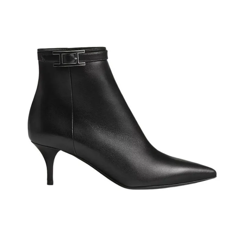 HERMES Blanche Ankle Boots 6cm Women's Black-1