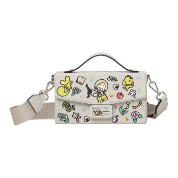 FENDI Baguette Calfskin One Shoulder Handbag Unisex Light Gray & Multicolor