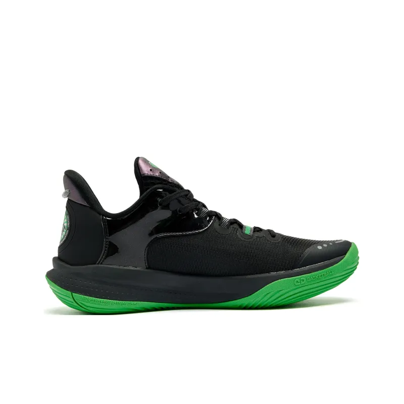 QIAODAN Cushioning Coverage Rebound Anti Twist Breathable Slip Resistant Low Top Basketball Shoes Men's Black Green-1