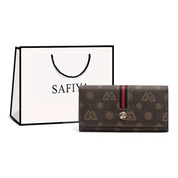Safiya Synthetic Leather Card Holder Document Wallet Coin Purse Ticket Clip Wallet Women's Coffee