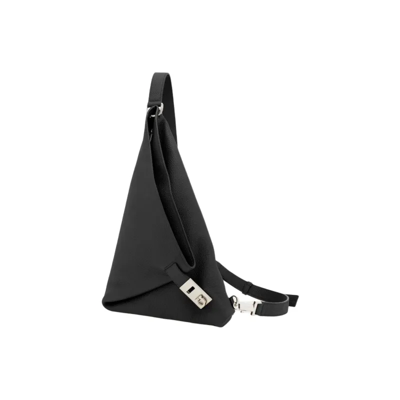FERRAGAMO Calfskin Crossbody Bag Sling Bag Medium Size Men's Black-1