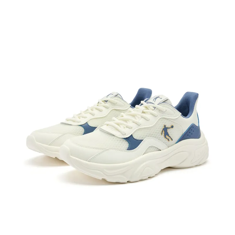 QIAODAN Abrasion Resistant Slip Resistant Low Top Casual Shoes Men's White Blue-2