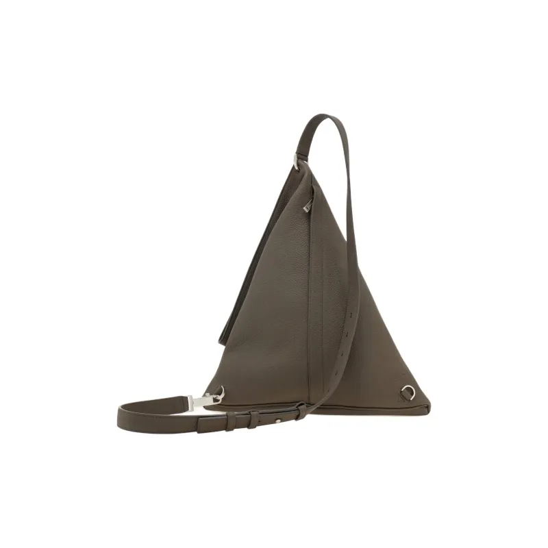 FERRAGAMO Cow Leather Crossbody Bag Sling Bag Medium Size Men's Brown Gray-2
