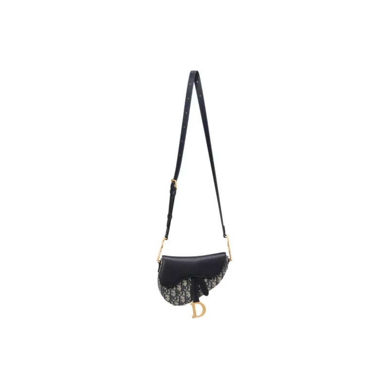 DIOR Cotton Saddle Bag, Shoulder Bag Mini Women's Blue-3