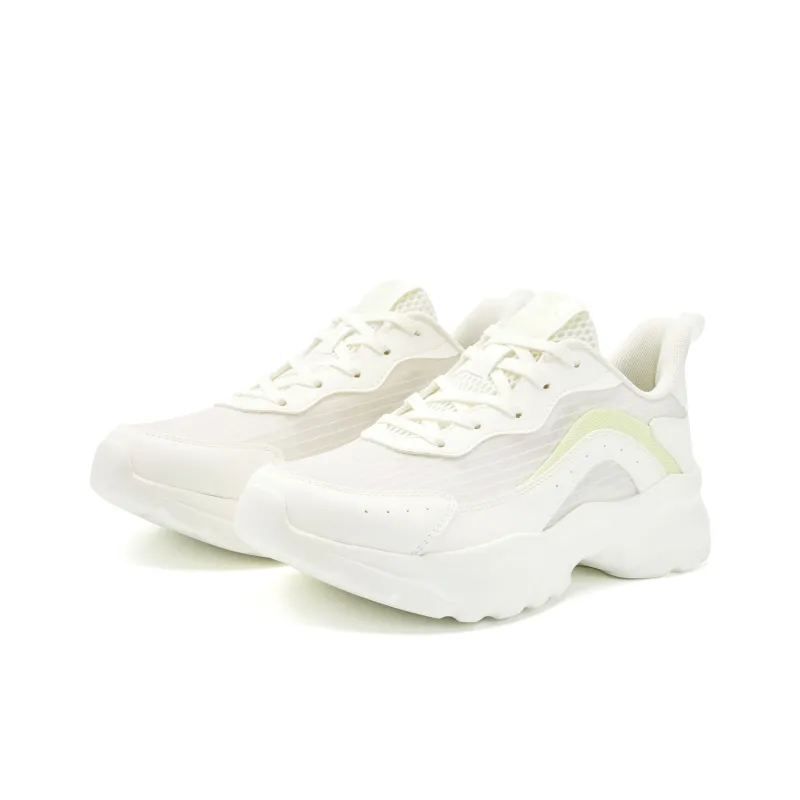 QIAODAN Anti Slip Wear Resistant Low Top Casual Shoes Women's White Green-2