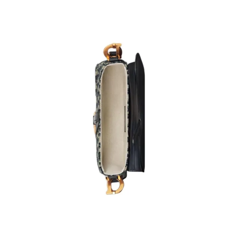 DIOR Cotton Saddle Bag, Shoulder Bag Mini Women's Blue-4