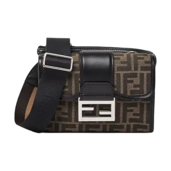 FENDI Baguette Polyester Crossbody Bag Men's Brown