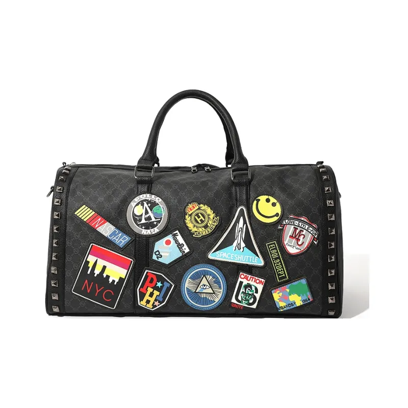 MASTER CANVAS Fabric Handbags Crossbody Bags Large Size L Unisex Black Print-11