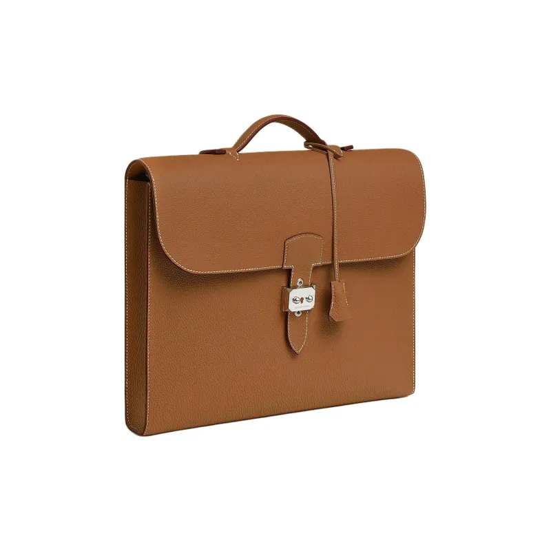 HERMES Sac A Depeches Togo Calfskin Business Bag Handbag Briefcase Regular Men's 37Gold Gold Brown-2