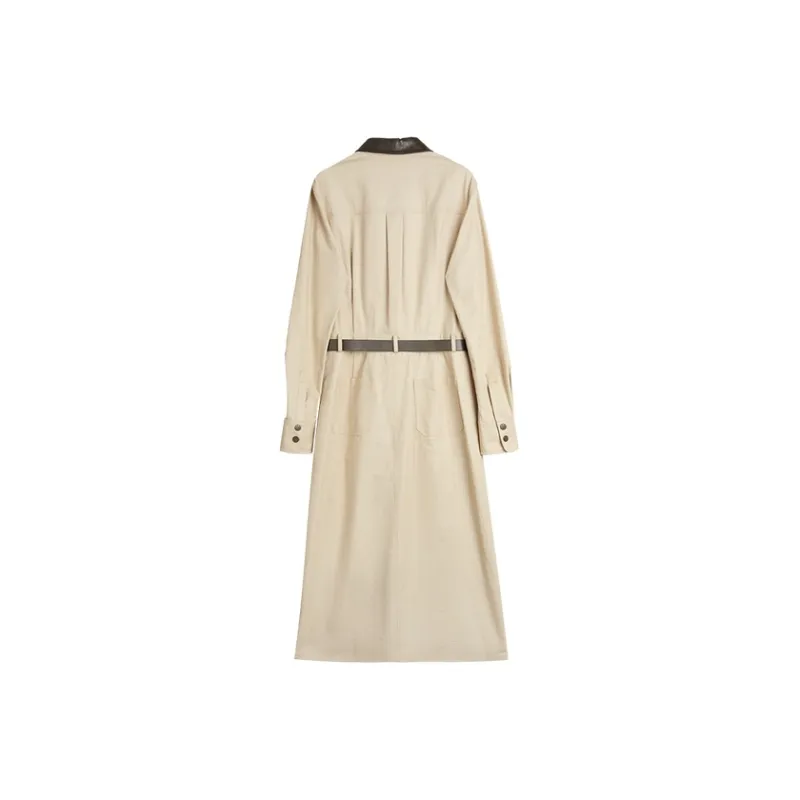 ELLE Long Sleeved Dresses Women's Khaki-1