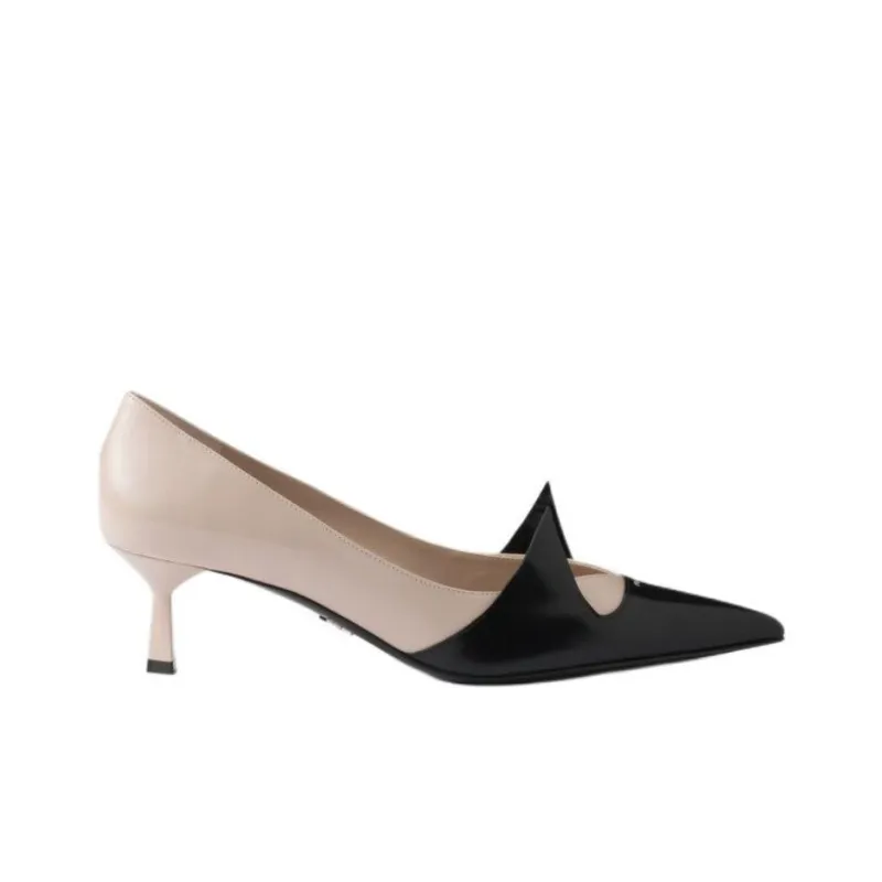 PRADA Slim Heel High Heels 5.5cm Women's Silk Color & Black-1