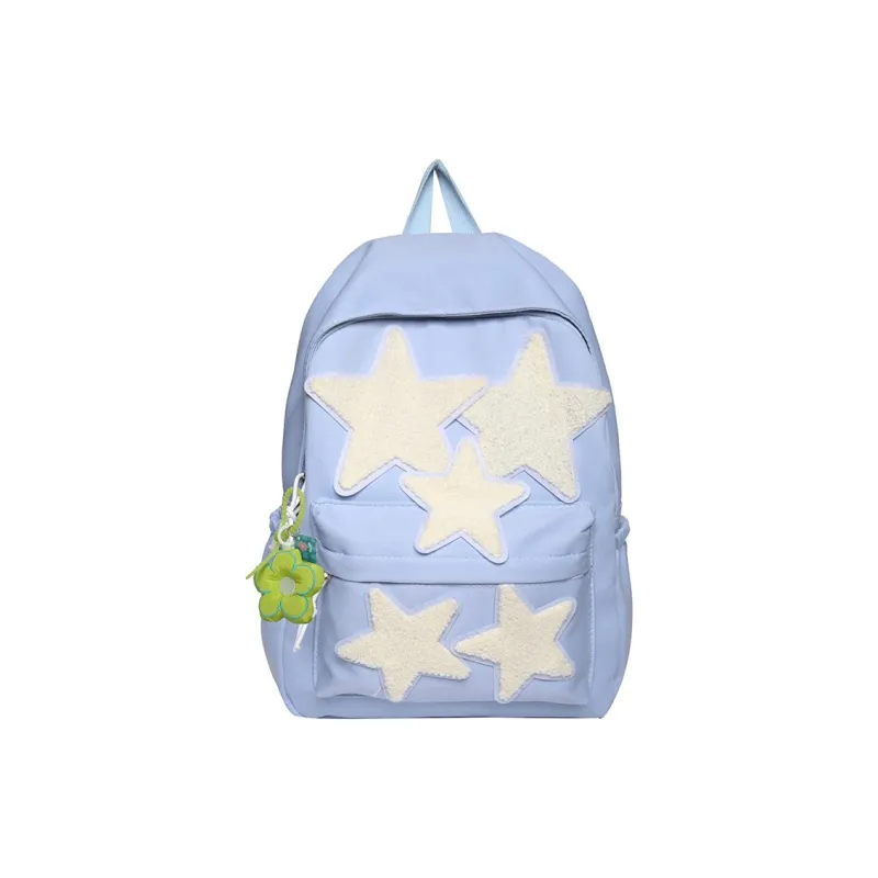 Yalu Fabric Backpack Unisex Black/Red/Sky Blue-5