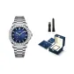 Stainless Steel with Stainless Steel Case and Blue Dial