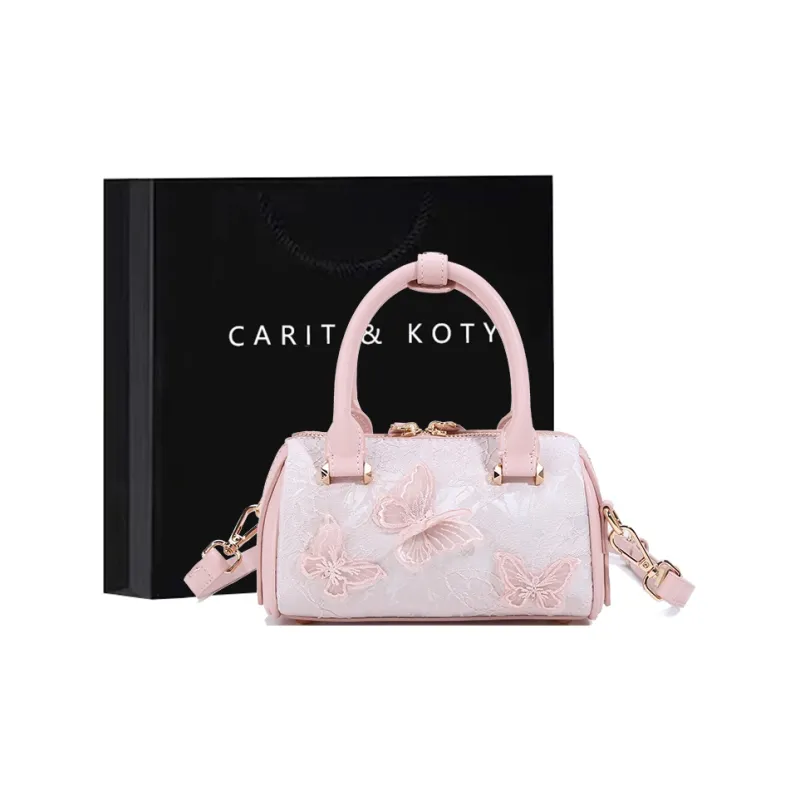 Carit&Koty Polyurethane Synthetic Leather Handbag Women's White Pink-7