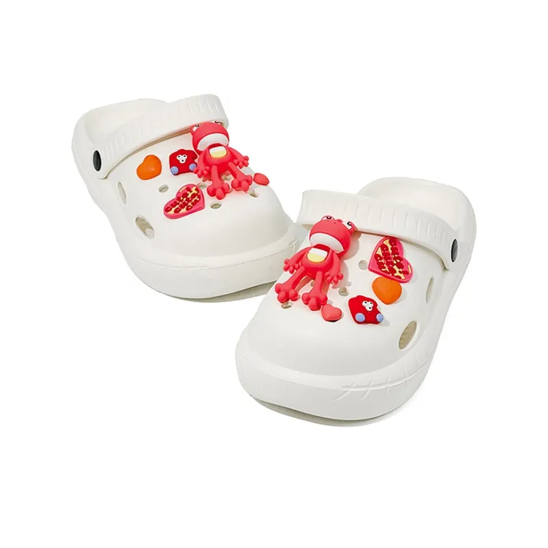 OUBT Pink 3D Effect Frogman Clogs Women's White-2
