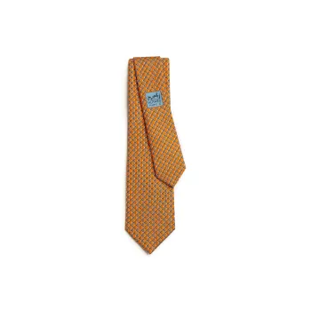 HERMES Mulberry Silk Ties Men's Orange