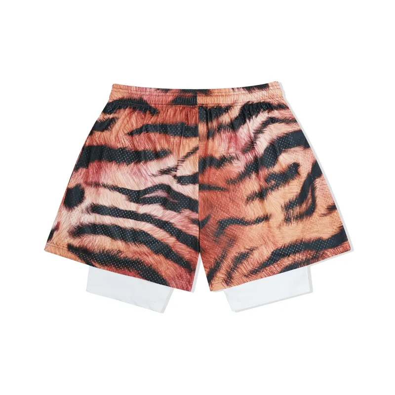 FINDBETTER Leopard Print Double Layer Shorts Unisex-5