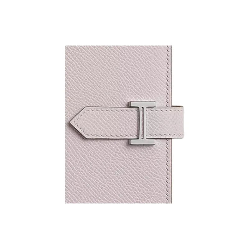 HERMES Bearn Epsom Leather Wallet Women's Light Purple Red & Saddle Red-2