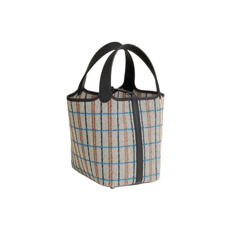HERMES Picotin Lock Canvas With Swift Leather Basket Bag Handbag Women's Light Beige & Multicolor-2