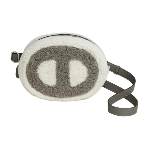 HERMES In The Loop Merino Wool With Swift Calfskin Fanny Pack Unisex Light Beige & Rain Cloud Gray