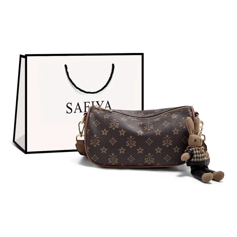 Safiya Synthetic Leather Crossbody Bag Medium Size Women's Coffee-0