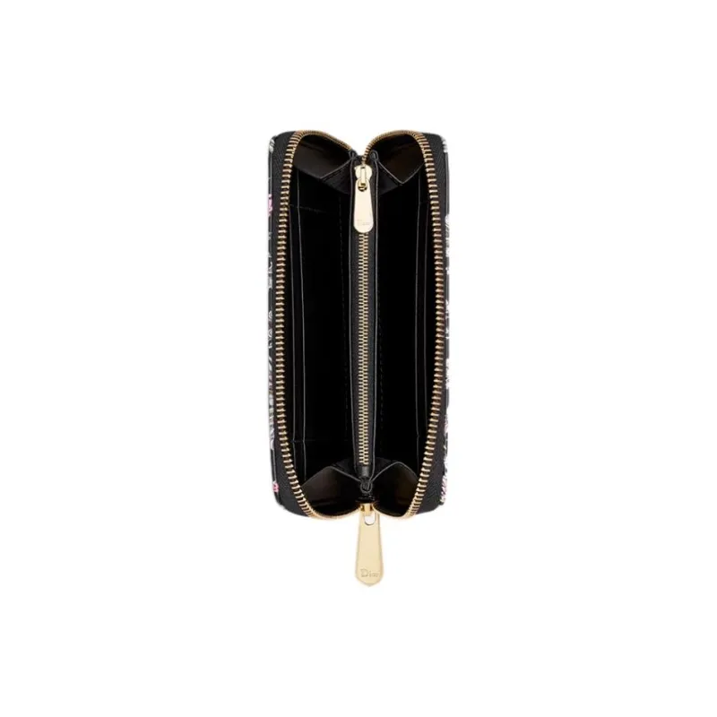 DIOR Lady Dior Calfskin Wallet Medium Size Women's Black-2