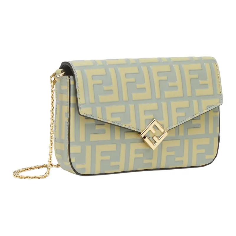 FENDI FF Diamonds Series Calfskin Crossbody Bag Women's Green-1