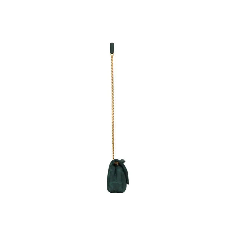 SAINT LAURENT Calypso Viscose Shoulder Bag Trumpets Women's Emerald Green-3