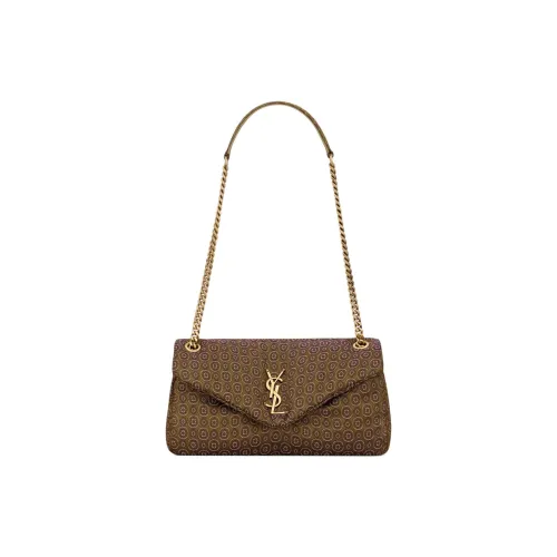 SAINT LAURENT Calypso Acetate Envelope Bag, Crossbody Bag, Shoulder Bag Trumpets Women's Brown Green