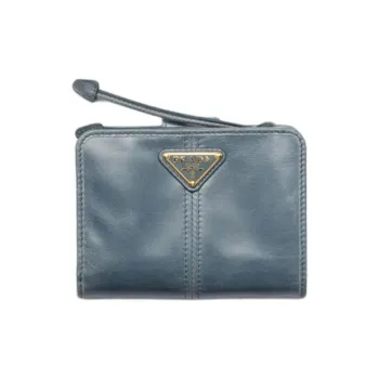 PRADA Calfskin Wallet Small Size Women's Haze Blue