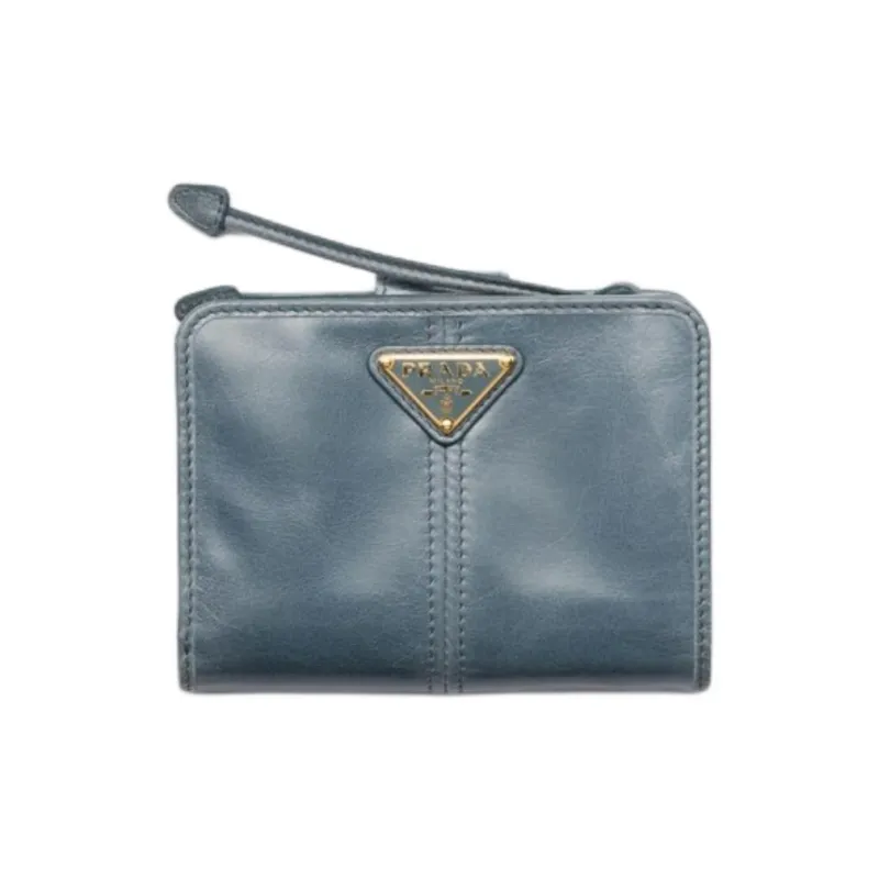 PRADA Calfskin Wallet Trumpets Women's Haze Blue-0